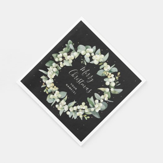 Serviette En Papier Snowberry + Eucalyptus Wreath Fête (Coin)