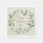 Serviette En Papier Snowberry + Eucalyptus Wreath Fête (Devant)