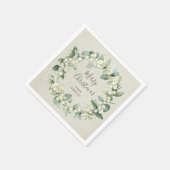 Serviette En Papier Snowberry + Eucalyptus Wreath Fête (Coin)