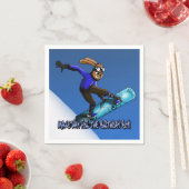 Serviette En Papier "Snowboard Rabbit Anniversaire" Papier Napkin (En situation)