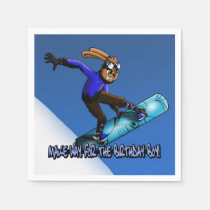 Serviette En Papier "Snowboard Rabbit Anniversaire" Papier Napkin