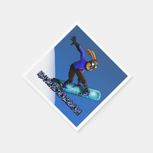 Serviette En Papier "Snowboard Rabbit Anniversaire" Papier Napkin (Coin)