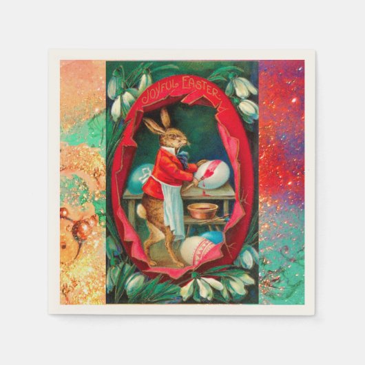 SERVIETTE EN PAPIER SNOWDROPS AVEC RABBIT PEINTURE OEUFS DE PÂQUES (Devant)