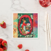 SERVIETTE EN PAPIER SNOWDROPS AVEC RABBIT PEINTURE OEUFS DE PÂQUES (En situation)