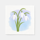 Serviette En Papier Snowdrops - Fleurs de printemps sur aquarelle bleu (Devant)