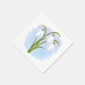 Serviette En Papier Snowdrops - Fleurs de printemps sur aquarelle bleu (Coin)