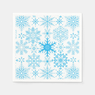 Serviette En Papier Snowflake bleu motif