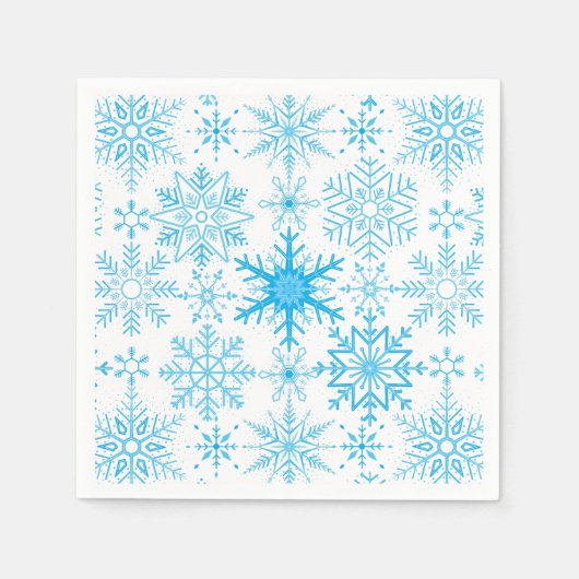 Serviette En Papier Snowflake bleu motif (Devant)