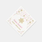 Serviette En Papier Snowflake hiver Pink Gold Baby shower d'anniversai (Coin)