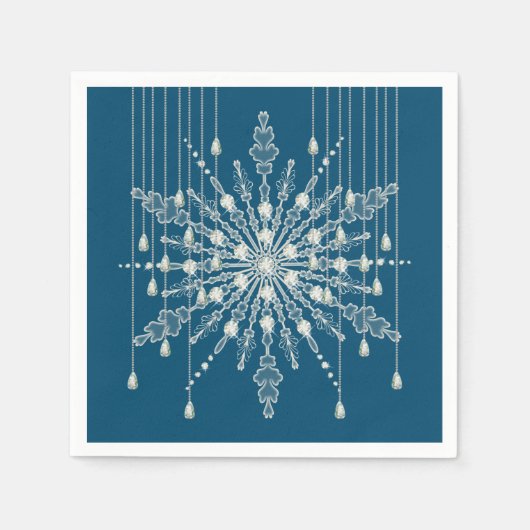 Serviette En Papier Snowflake losange élégant hiver bleu gris (Devant)