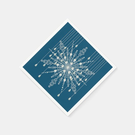 Serviette En Papier Snowflake losange élégant hiver bleu gris (Coin)