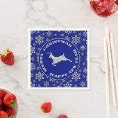 Serviette En Papier Snowflake Reindeer Silver Blue (En situation)