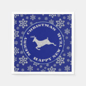 Serviette En Papier Snowflake Reindeer Silver Blue (Devant)