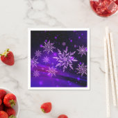 Serviette En Papier Snowflake rose violet hiver mignon (En situation)