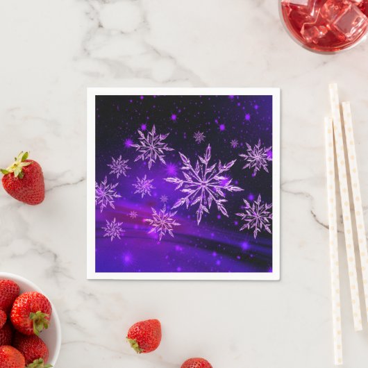 Serviette En Papier Snowflake rose violet hiver mignon (En situation)