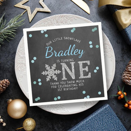 Serviette En Papier Snowflake Winter Chalkboard 1er anniversaire