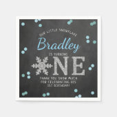 Serviette En Papier Snowflake Winter Chalkboard 1er anniversaire (Devant)