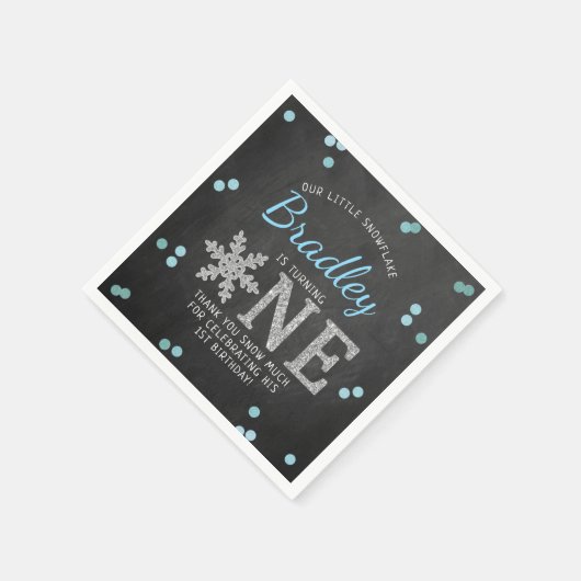 Serviette En Papier Snowflake Winter Chalkboard 1er anniversaire (Coin)