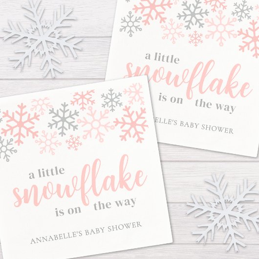 Serviette En Papier Snowflake Winter Girl Baby Shower