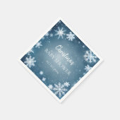 Serviette En Papier Snowflake Winter Wonderland Baby shower Bleu (Coin)