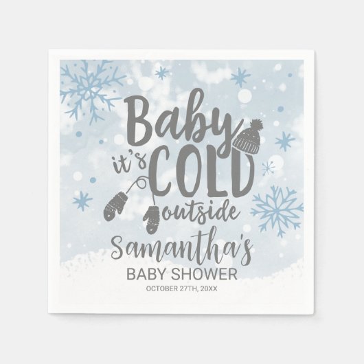 Serviette En Papier Snowflakes Baby It's Cold Outside Baby shower (Devant)