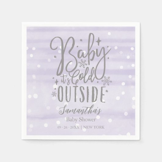 Serviette En Papier Snowflakes Baby It's Cold Outside Baby shower (Devant)