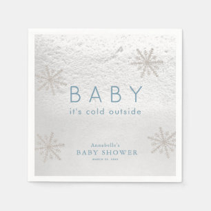 Serviette En Papier Snowflakes Baby shower bleu Naples