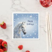 Serviette En Papier Snowflakes Cheval Noël Papier de Noël Napkin (En situation)