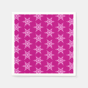 Serviette En Papier Snowflakes, cristaux rose pâle sur magenta