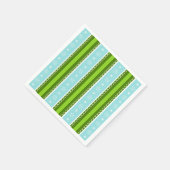 Serviette En Papier Snowflakes de Noël Motif à rayures bleu et vert (Coin)
