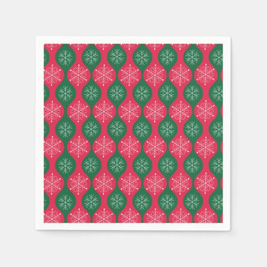 Serviette En Papier Snowflakes de Noël sur l'oignon rouge vert rétro (Devant)