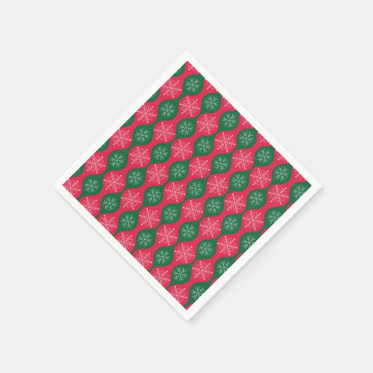Serviette En Papier Snowflakes de Noël sur l'oignon rouge vert rétro (Coin)