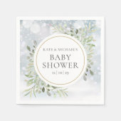 Serviette En Papier Snowflakes d'hiver Baby shower verdoyant (Devant)