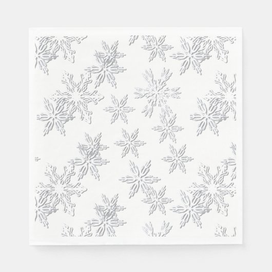 Serviette En Papier Snowflakes d'hiver Élégant blanc (Devant)