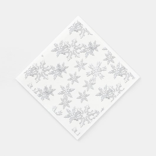Serviette En Papier Snowflakes d'hiver Élégant blanc (Coin)