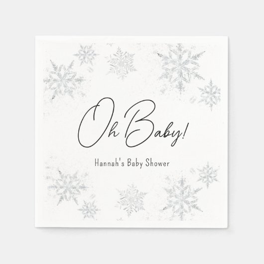 Serviette En Papier Snowflakes d'hiver Oh bébé Napkins (Devant)