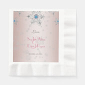 Serviette En Papier Snowflakes en argent Cristaux Perles rose Mariage (Devant)