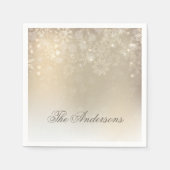 Serviette En Papier Snowflakes Gold Personnalisé Vacances | Serviette  (Devant)