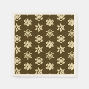 Serviette En Papier Snowflakes Ikat - Beige et Chocolat Brown