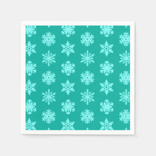 Serviette En Papier Snowflakes Ikat - Turquoise et aqua