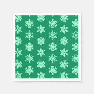 Serviette En Papier Snowflakes Ikat - Vert pin et menthe