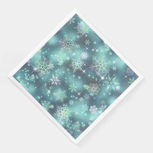 Serviette En Papier Snowflakes le plus beau Motif ID Turquoise846 (Coin)