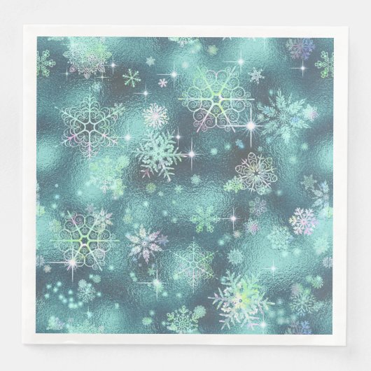 Serviette En Papier Snowflakes le plus beau Motif ID Turquoise846 (Devant)
