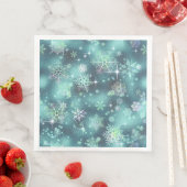 Serviette En Papier Snowflakes le plus beau Motif ID Turquoise846 (En situation)