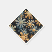 Serviette En Papier Snowflakes Magique Noël Noir Or Bleu (Coin)