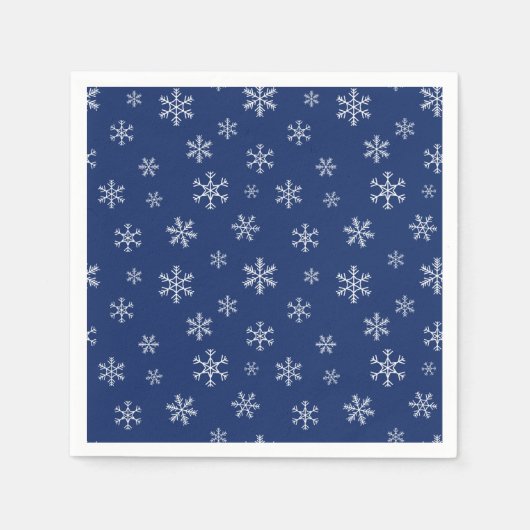 Serviette En Papier Snowflakes navy blue background (Devant)