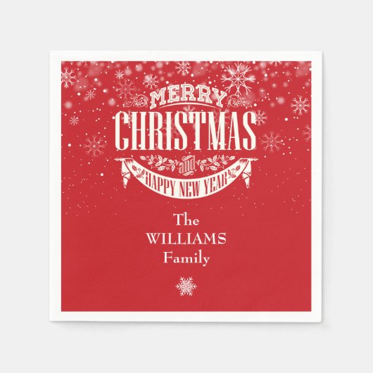 Serviette En Papier Snowflakes personnalisés Joyeux Noël (Devant)