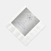Serviette En Papier Snowflakes Silver Cristaux Perles Garçon Gris Bapt (Coin)