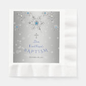Serviette En Papier Snowflakes Silver Cristaux Perles Garçon Gris Bapt (Devant)