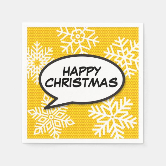 Serviette En Papier Snowflakes Speech Buble Fun Retro Comédie Livre (Devant)